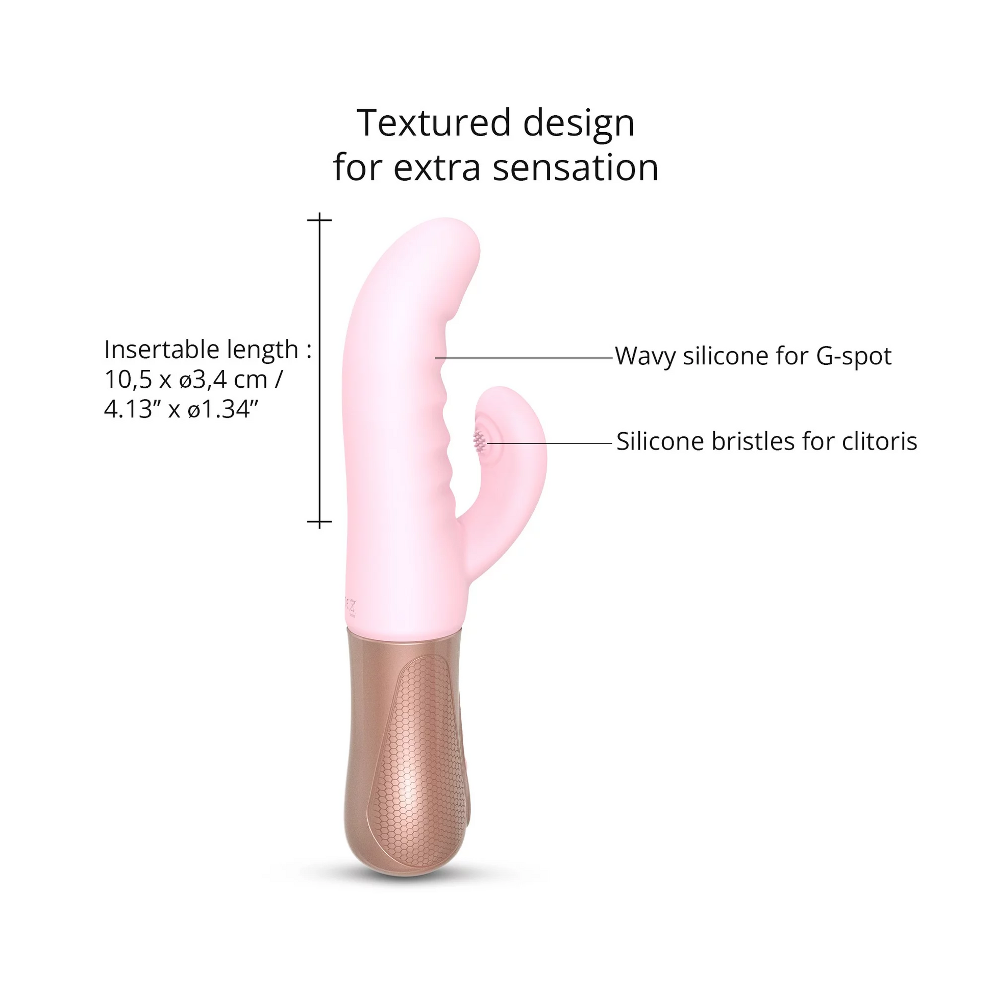Pink rabbit vibrator with textured design for G-spot and clitoral stimulation.