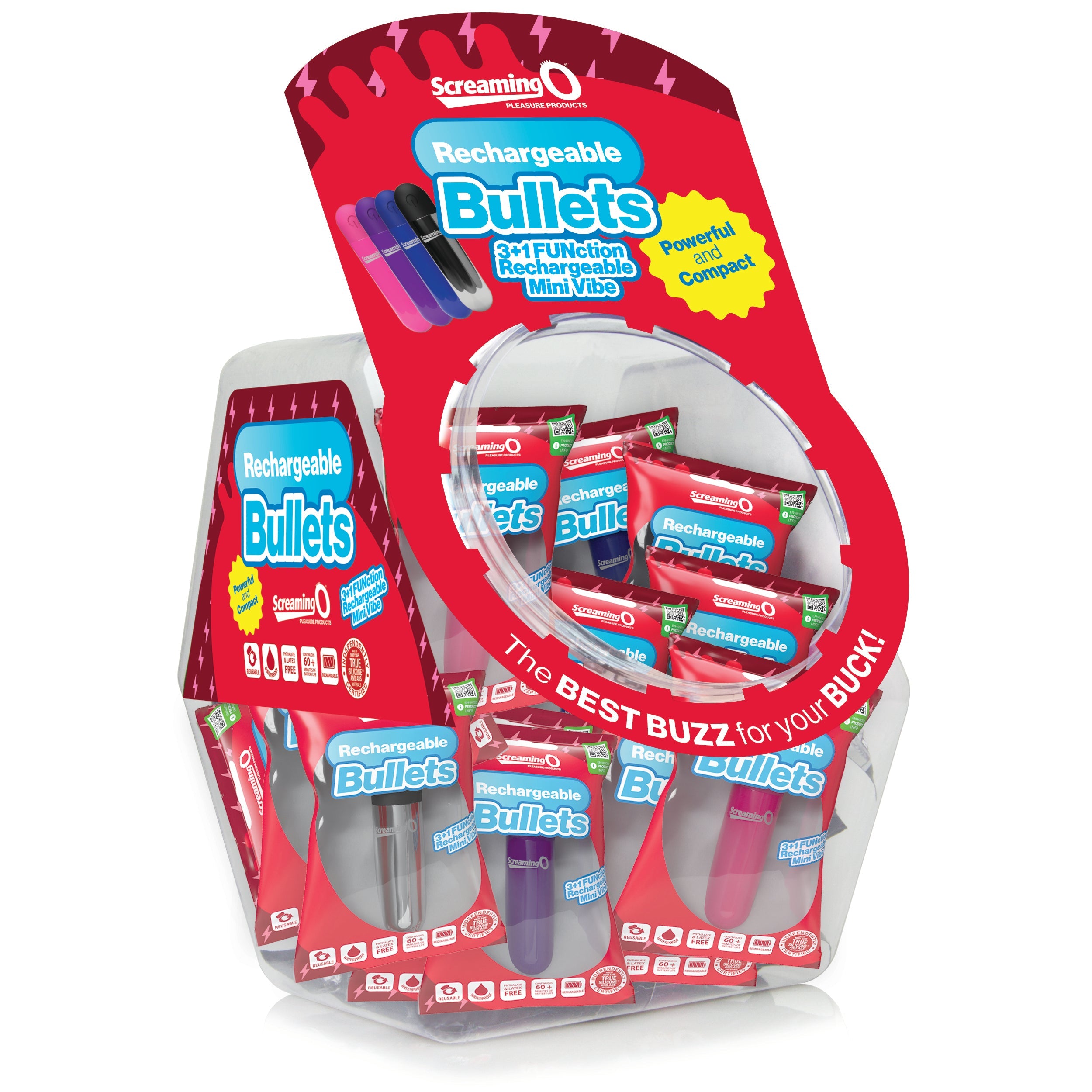 Screaming O Rechargeable Bullet vibrators in a 24-piece set.