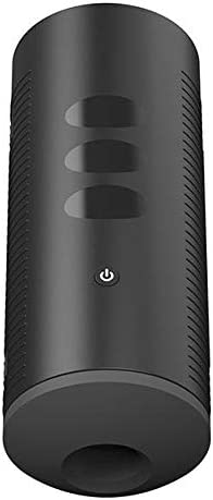 Black cylindrical male stroker with touch-sensitive controls and a power button.