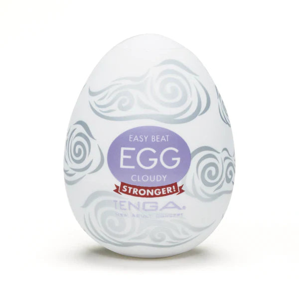 Tenga Egg Cloudy Textured Male Masturbator with cloud pattern.