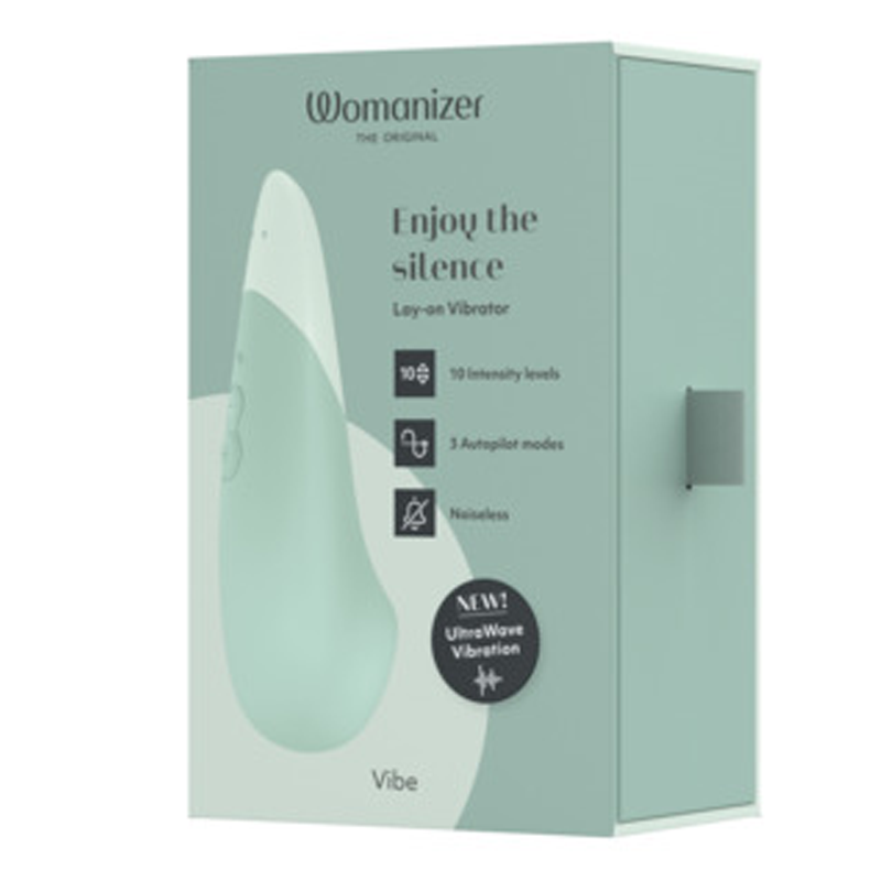 Womanizer Vibe silent clitoral vibrator with 10 intensity levels and 3 autopilot modes.