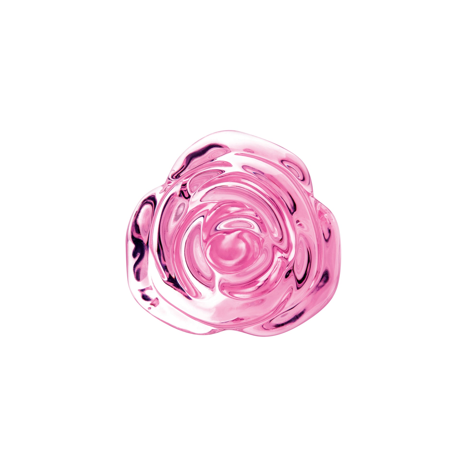 Pink glass anal plugs with rose details.