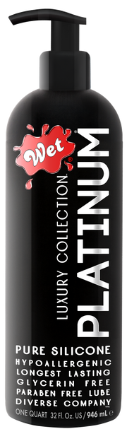 Wet Platinum 32 oz silicone based personal lubricant bottle.