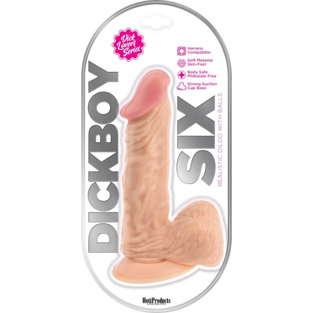 Realistic 6-inch suction cup dildo with veins and balls from Hott Products.