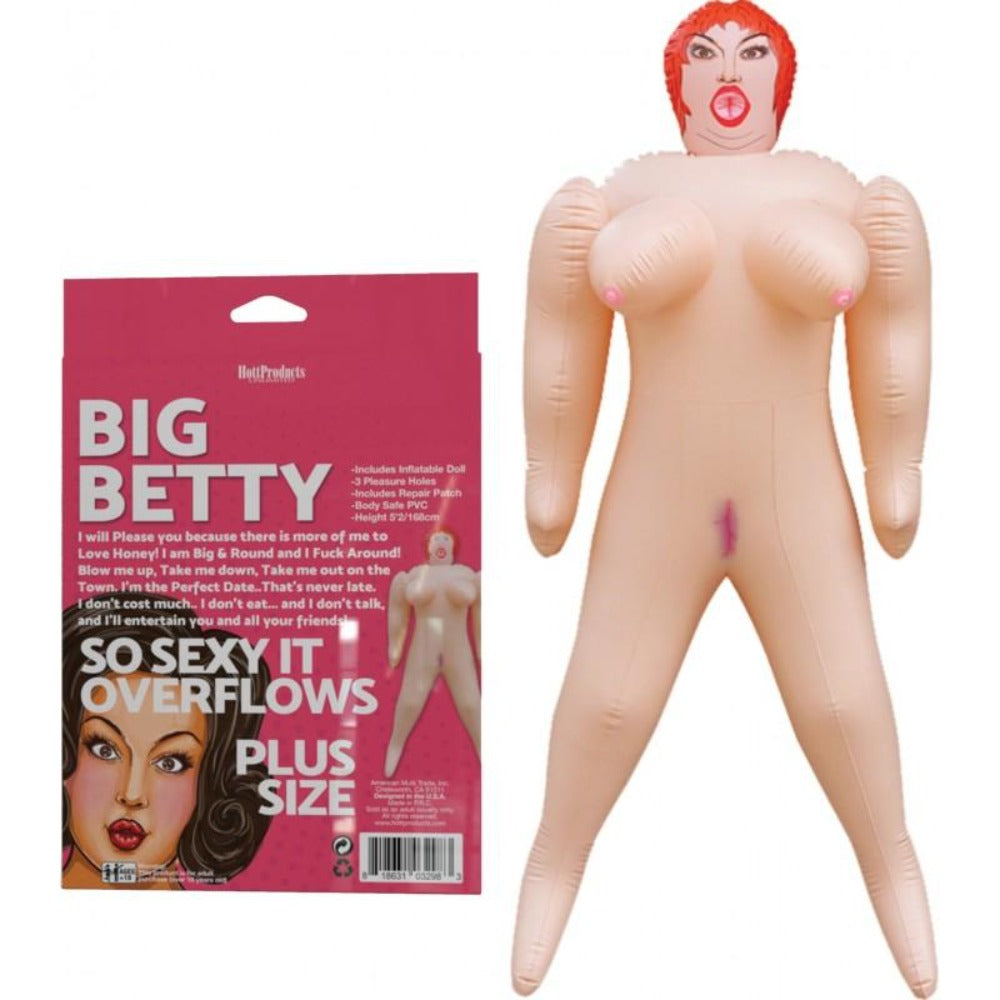 Big Betty inflatable doll with 3 pleasure holes and a repair patch.