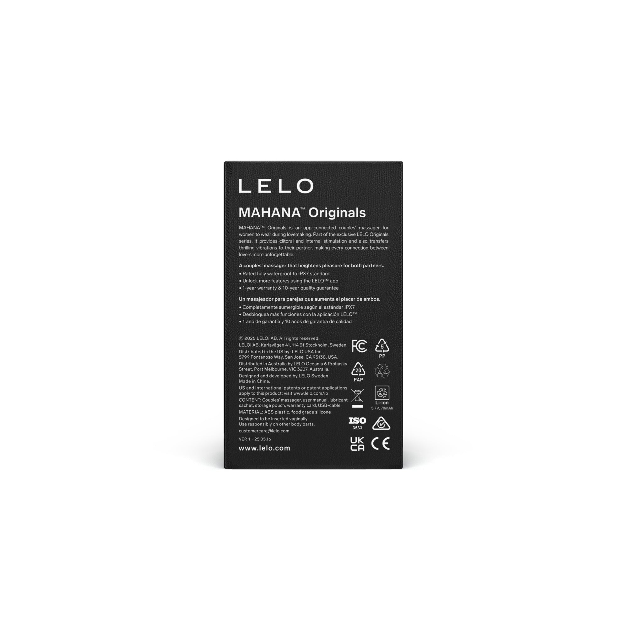LELO MAHANA Originals app-controlled wearable couples massager.