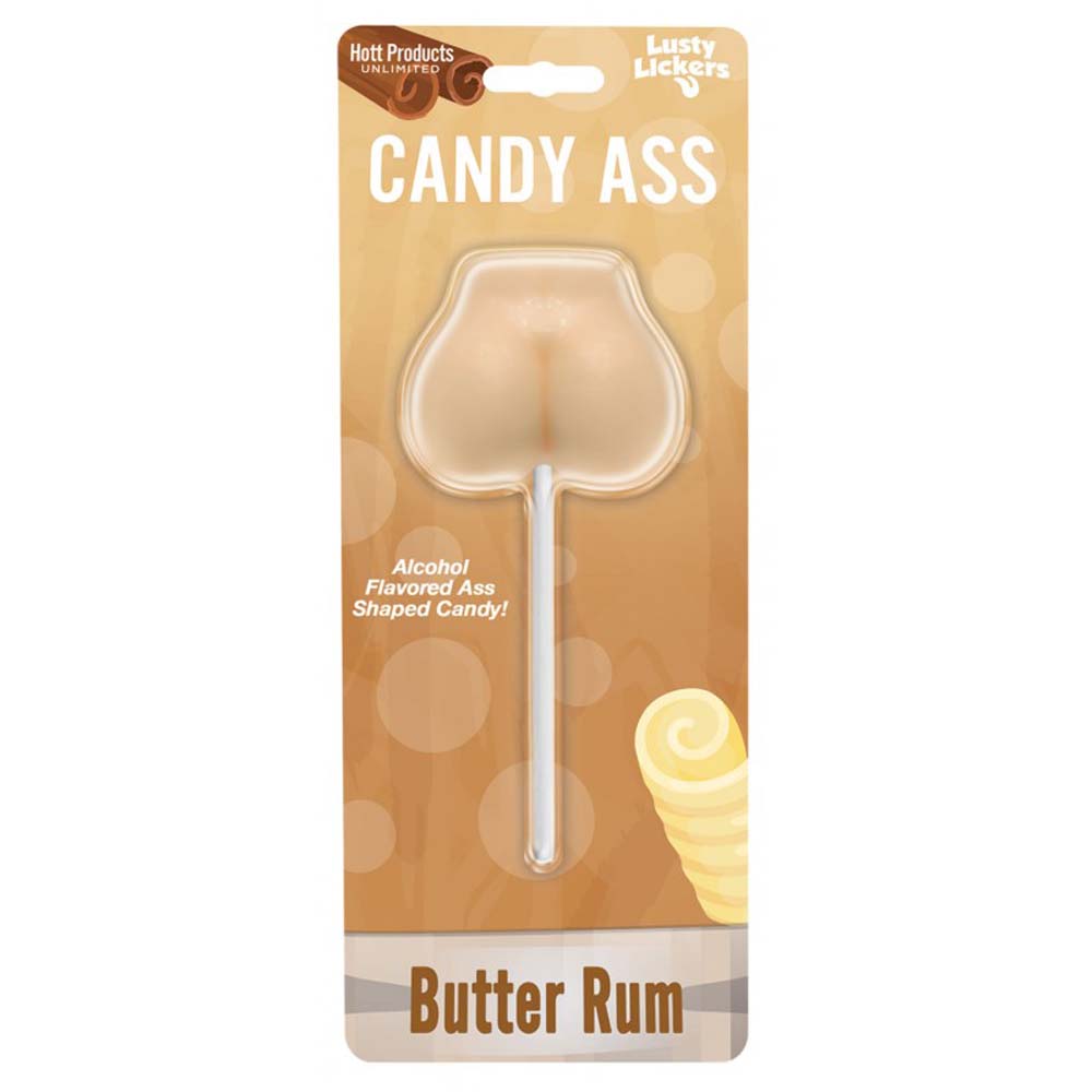 Butter Rum flavored "Candy Ass" shaped lollipop.