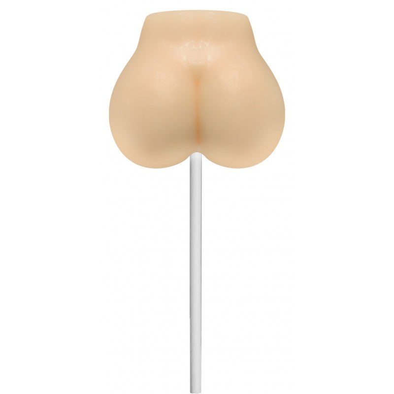 Butter rum flavored novelty lollipop shaped like buttocks on a stick.