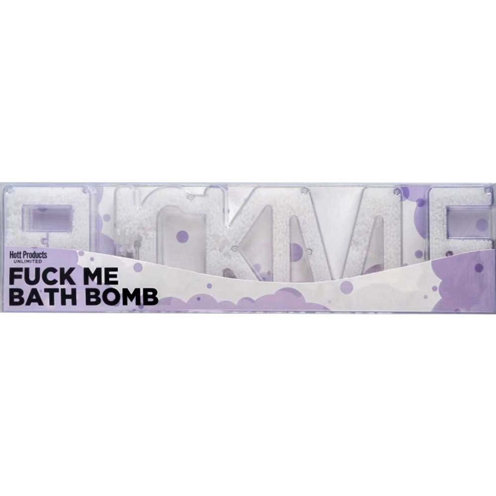 A bath bomb and bath salts with "FUCK ME BATH BOMB" text.