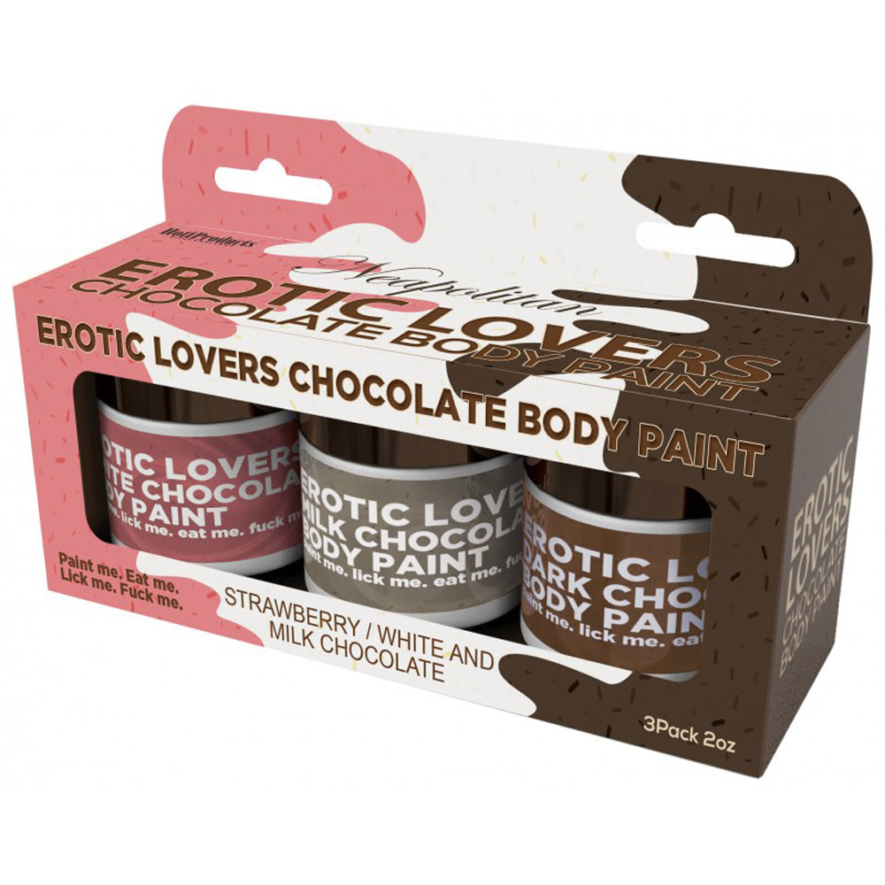 A 3-pack of Erotic Lovers Chocolate Body Paint in Neapolitan flavors.