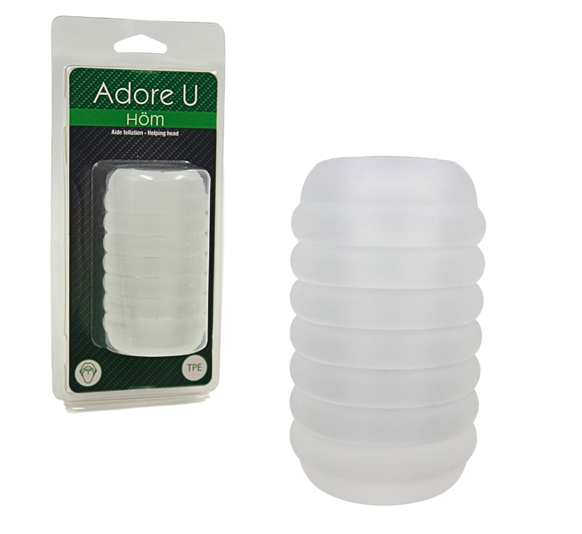 Adore U Höm Helping Head masturbator in packaging and alone.