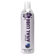 A bottle of Wet Anal Lube with a purple planet graphic.
