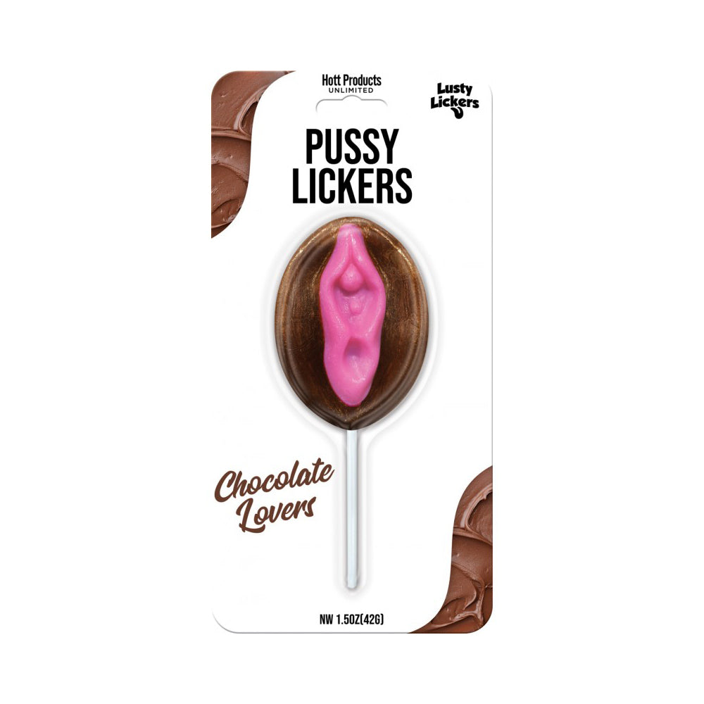 Chocolate flavored lollipop shaped like a vulva.