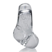 Clear dual-use cock ring and ball sling made of FLEXtpr.