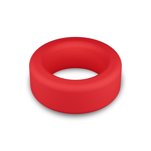 Red silicone cock ring with a smooth finish.