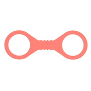 Peach colored silicone wrist and ankle cuffs with two rings connected by a ribbed band.