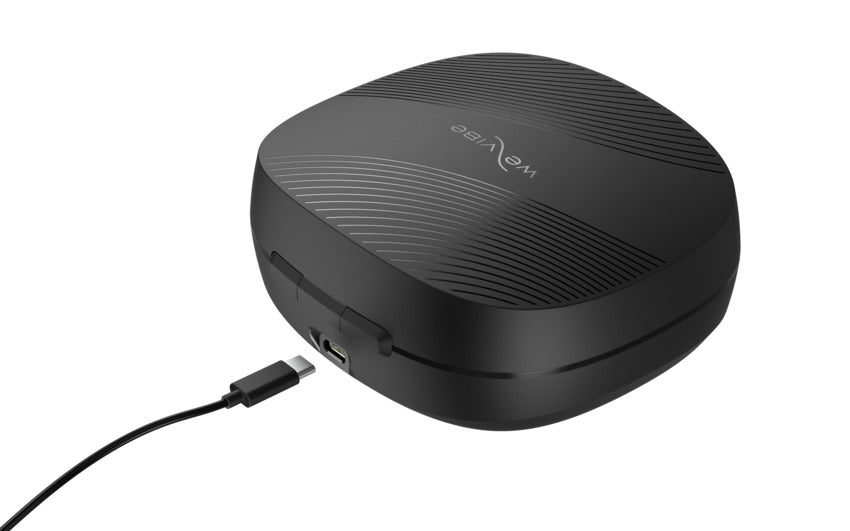 Black We-Vibe Chorus Pro couples vibrator charging with USB-C cable.