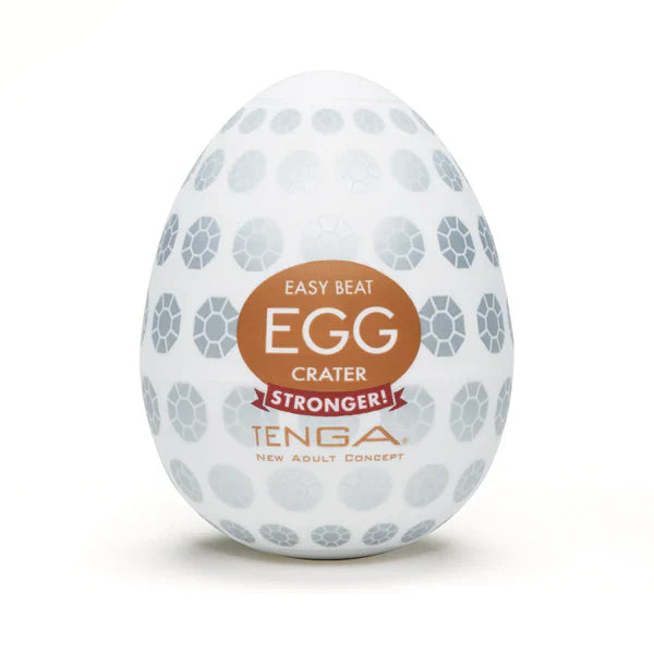 Tenga EGG Crater textured male masturbator sleeve with red accents.