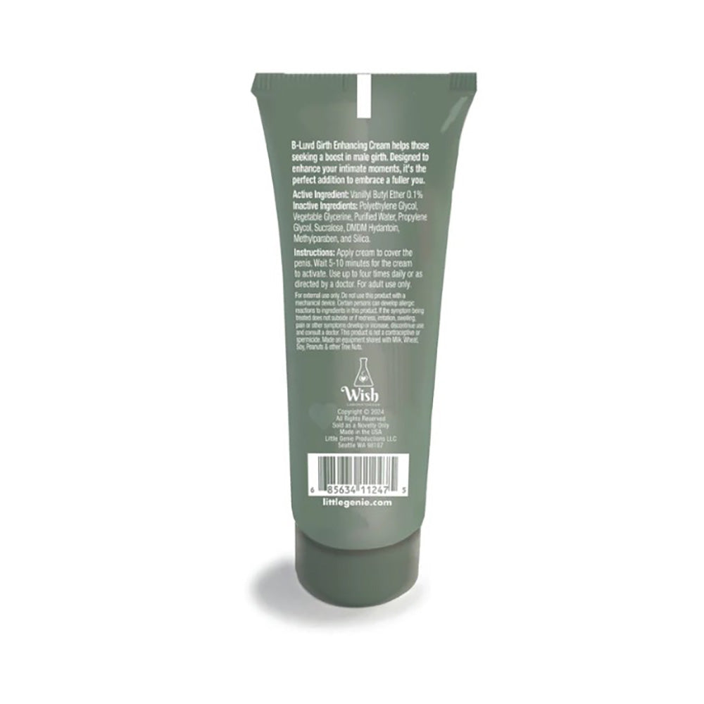 B-Luvd Girth Enhancing Cream for men, 2oz, with instructions and ingredients listed.