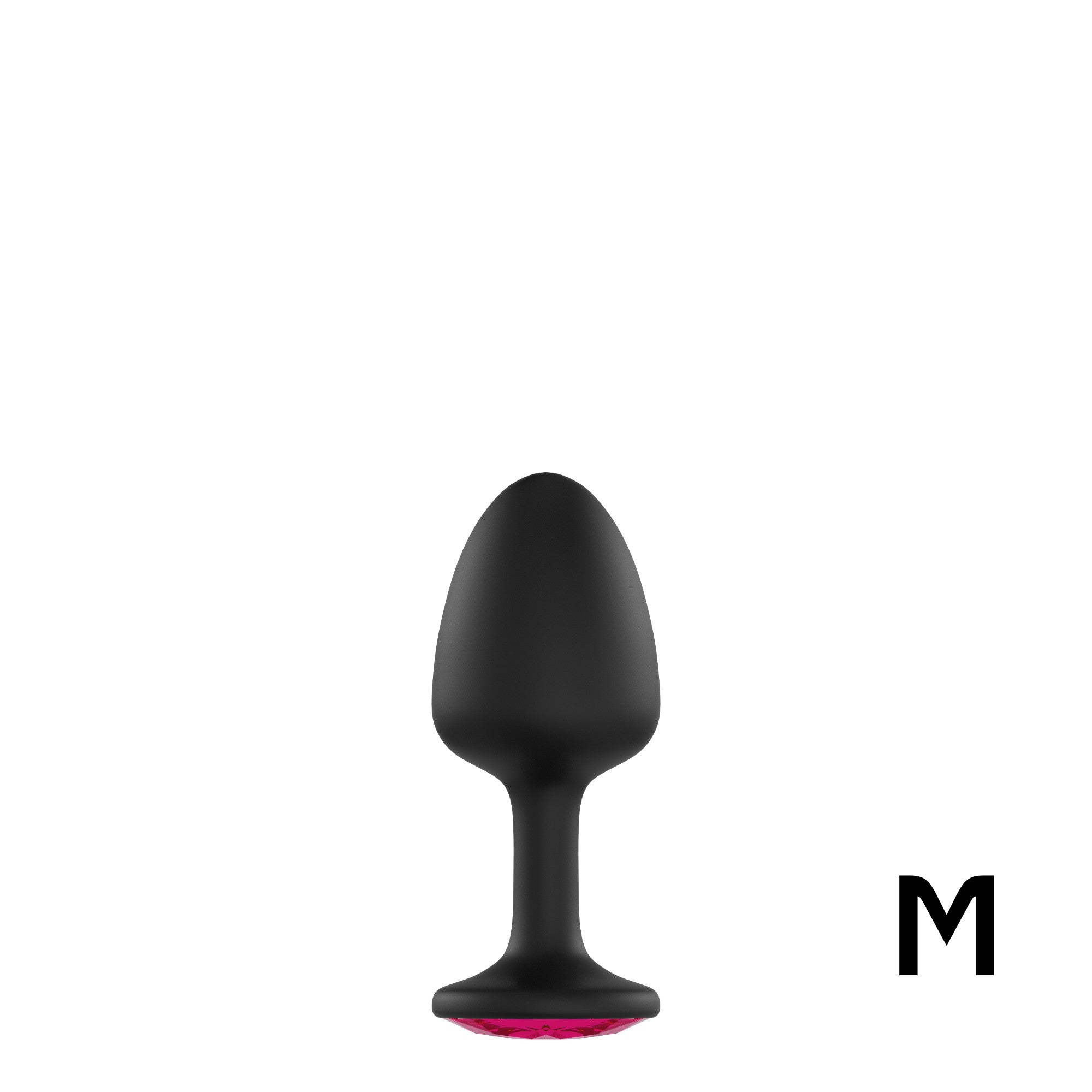 Black medium anal plug with a ruby gemstone base.