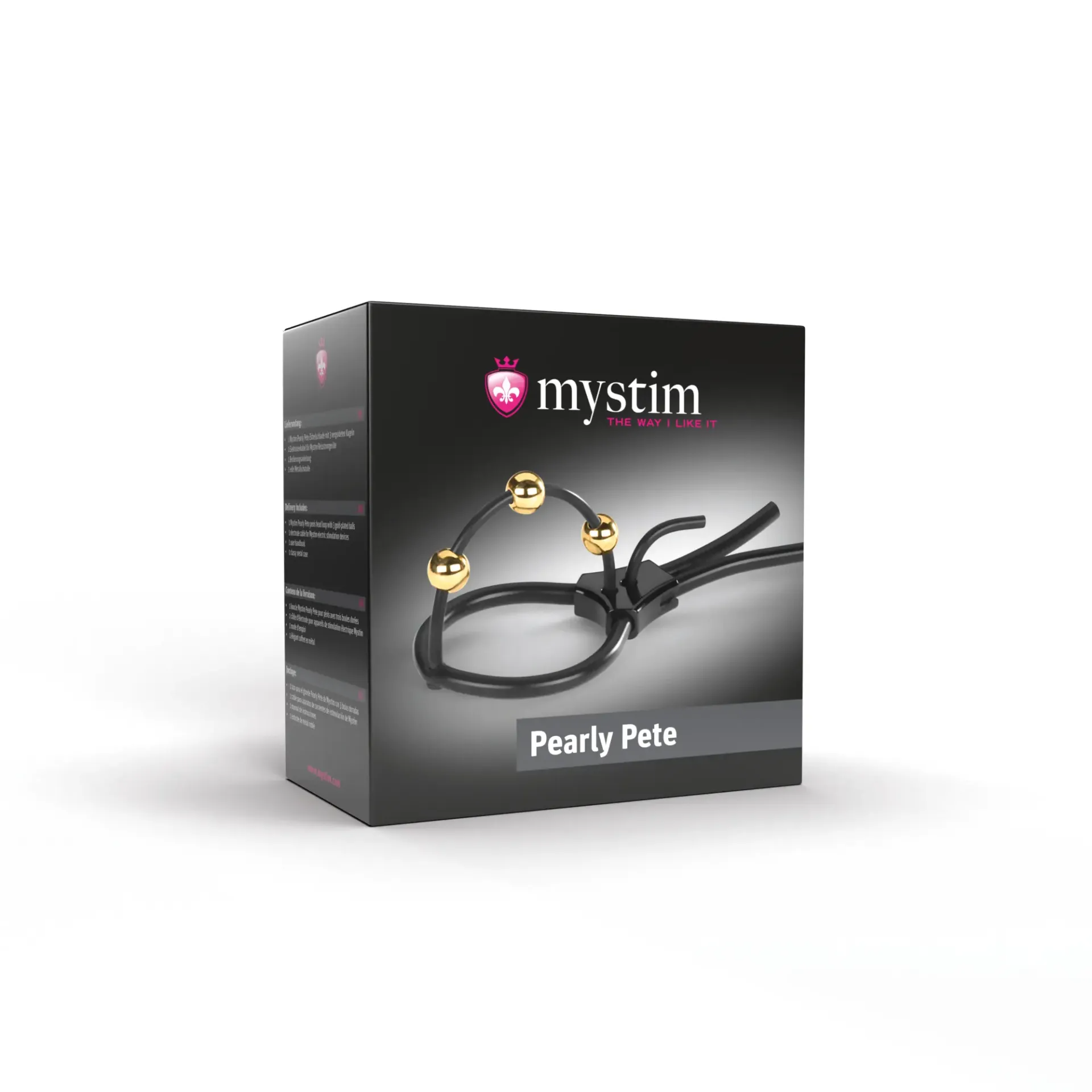 E-Stim Corona Strap with gold plated balls, Mystim Pearly Pete.