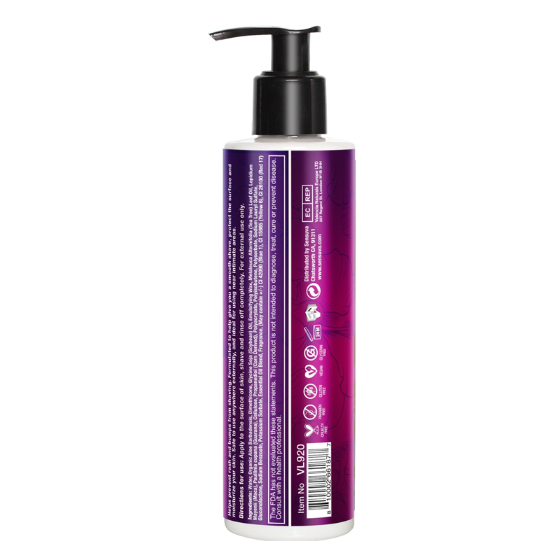 Sensuva Sweet Secrets moisturizing shaving cream with pump dispenser.