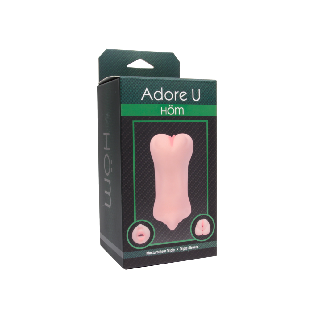 Adore U Höm triple stroker male masturbator with three orifices.