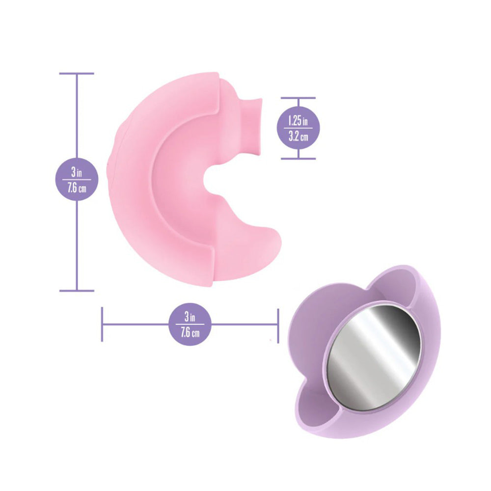 Pink and purple dual-ended vibrators with measurement indicators.
