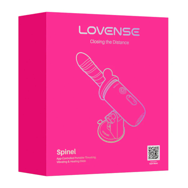 A pink box with a line drawing of the Lovense Spinel vibrator.