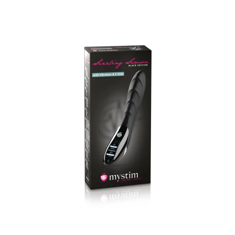 Mystim Sizzling Simon E-Stim vibrator in black with dual motors and e-stim.