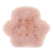 Pink faux fur glove with rose gold spikes.