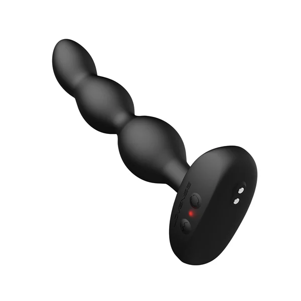 Black beaded anal vibrator with buttons and indicator lights on the base.