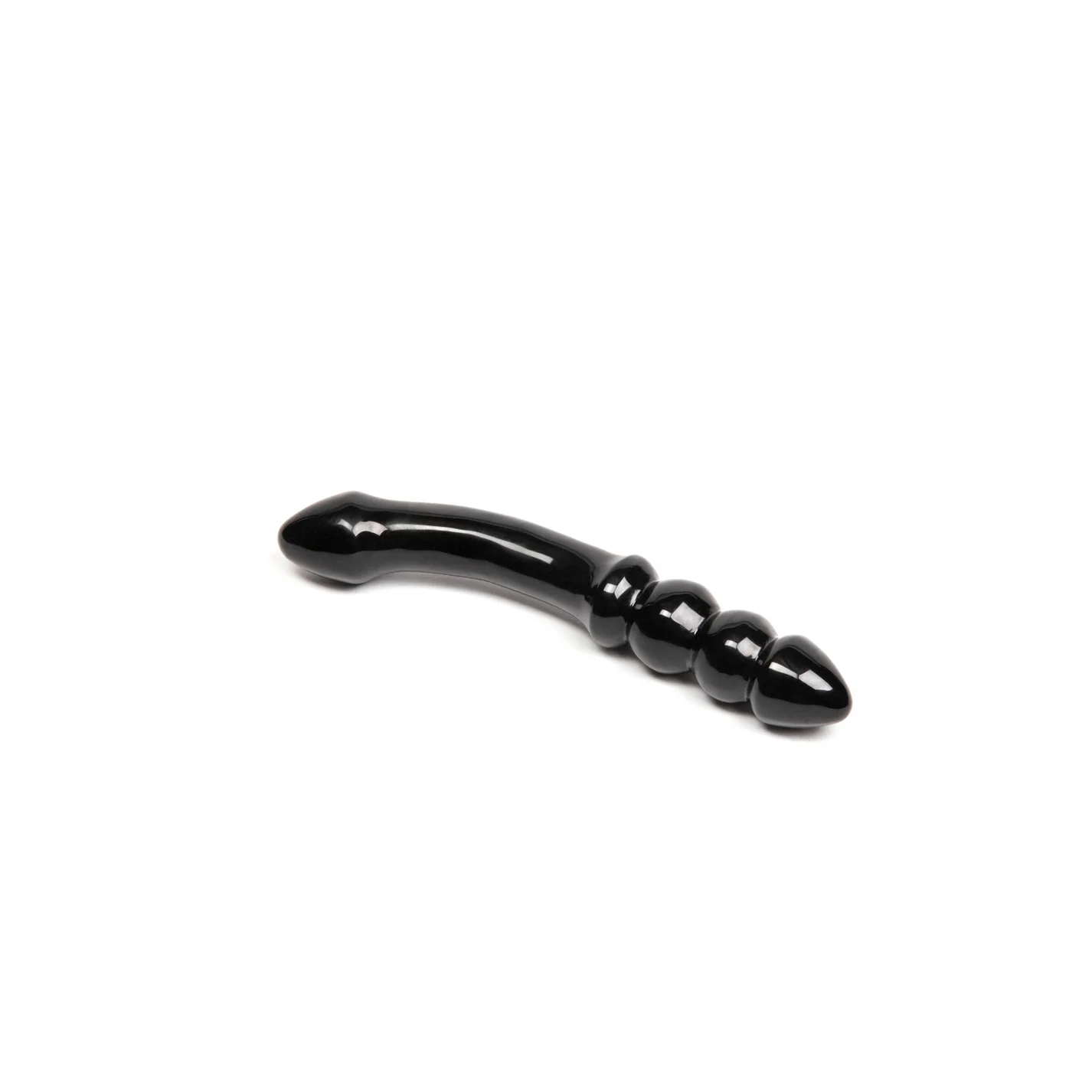 A black, curved wand with ridges and a tapered end.