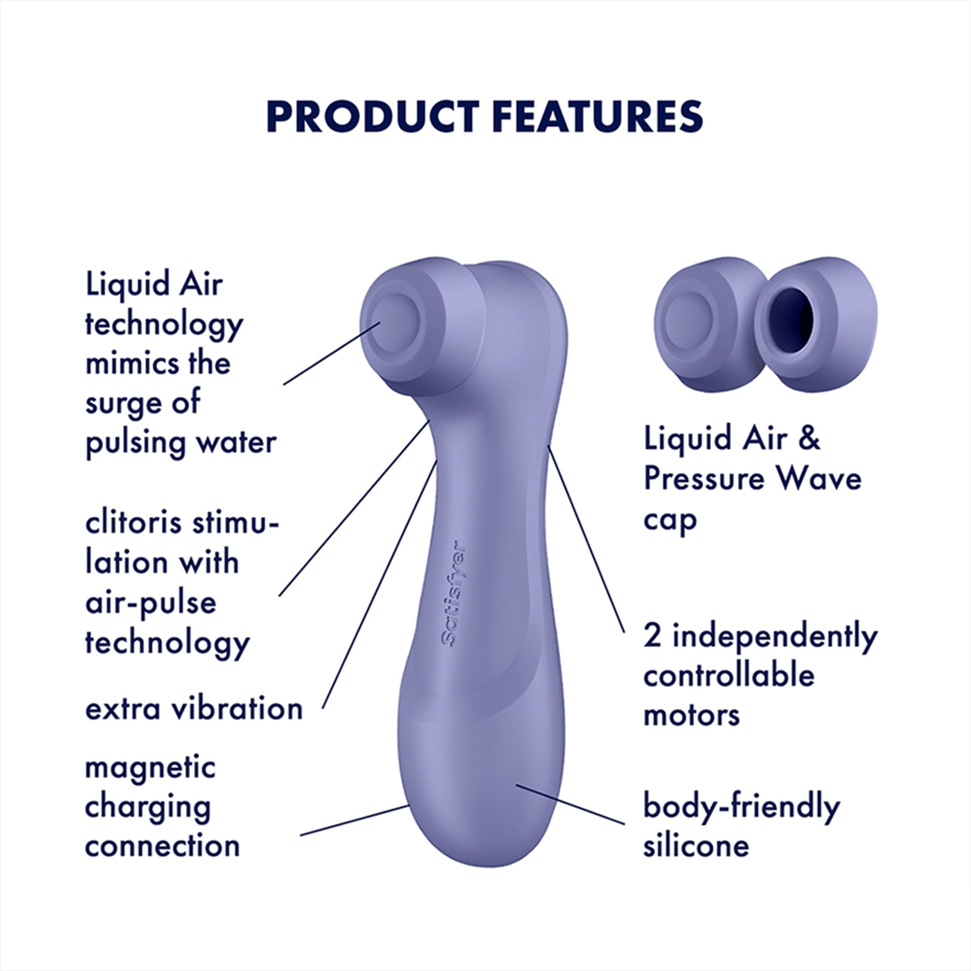 Satisfyer Pro 2 Generation 3 lilac clitoral air pulse vibrator with magnetic charging.