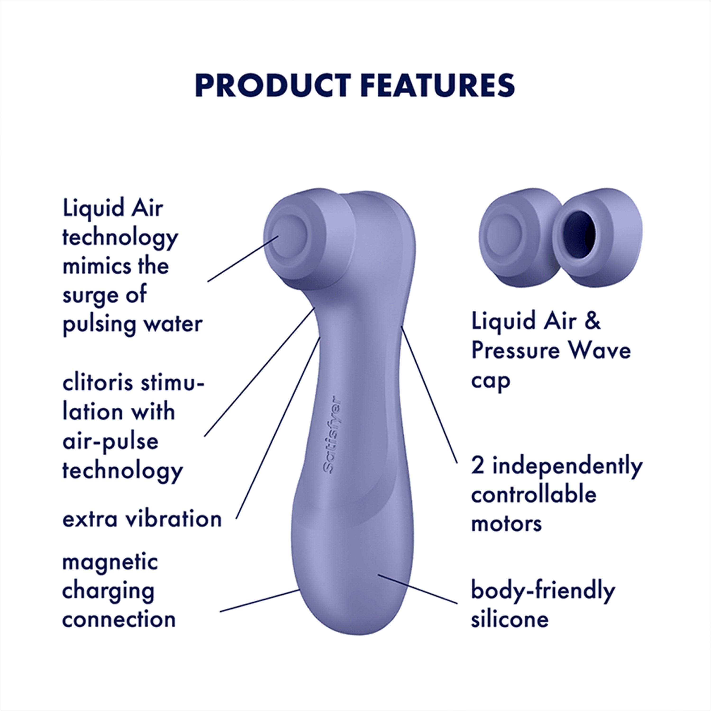 Satisfyer Pro 2 Generation 3 lilac clitoral air pulse vibrator with magnetic charging.