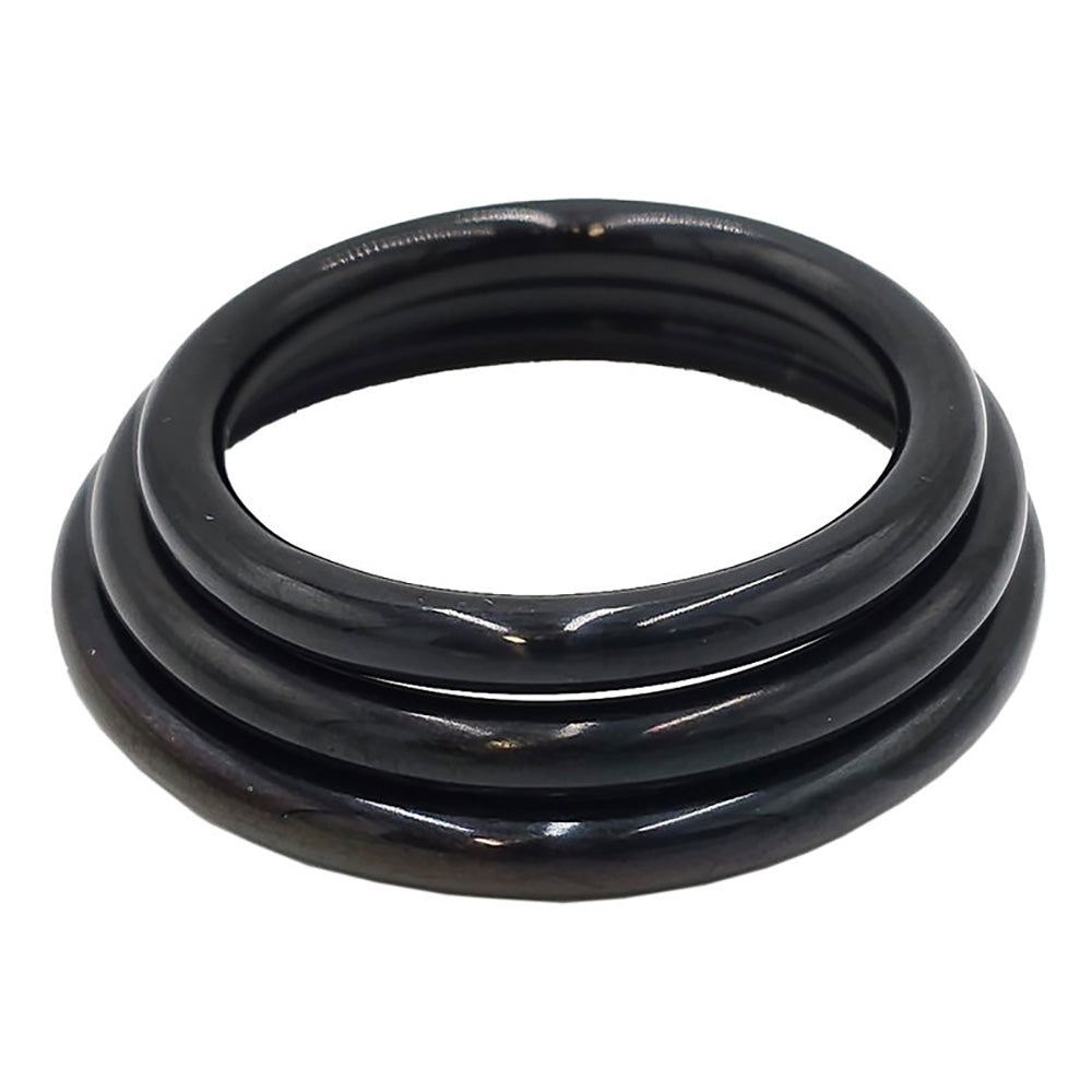 Black stainless steel cock ring set of three.