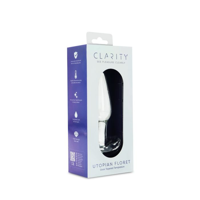 Utopian Floret glass anal plug in its packaging.