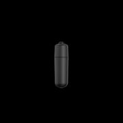 A black bullet vibrator with a rounded top and a seam around the middle.