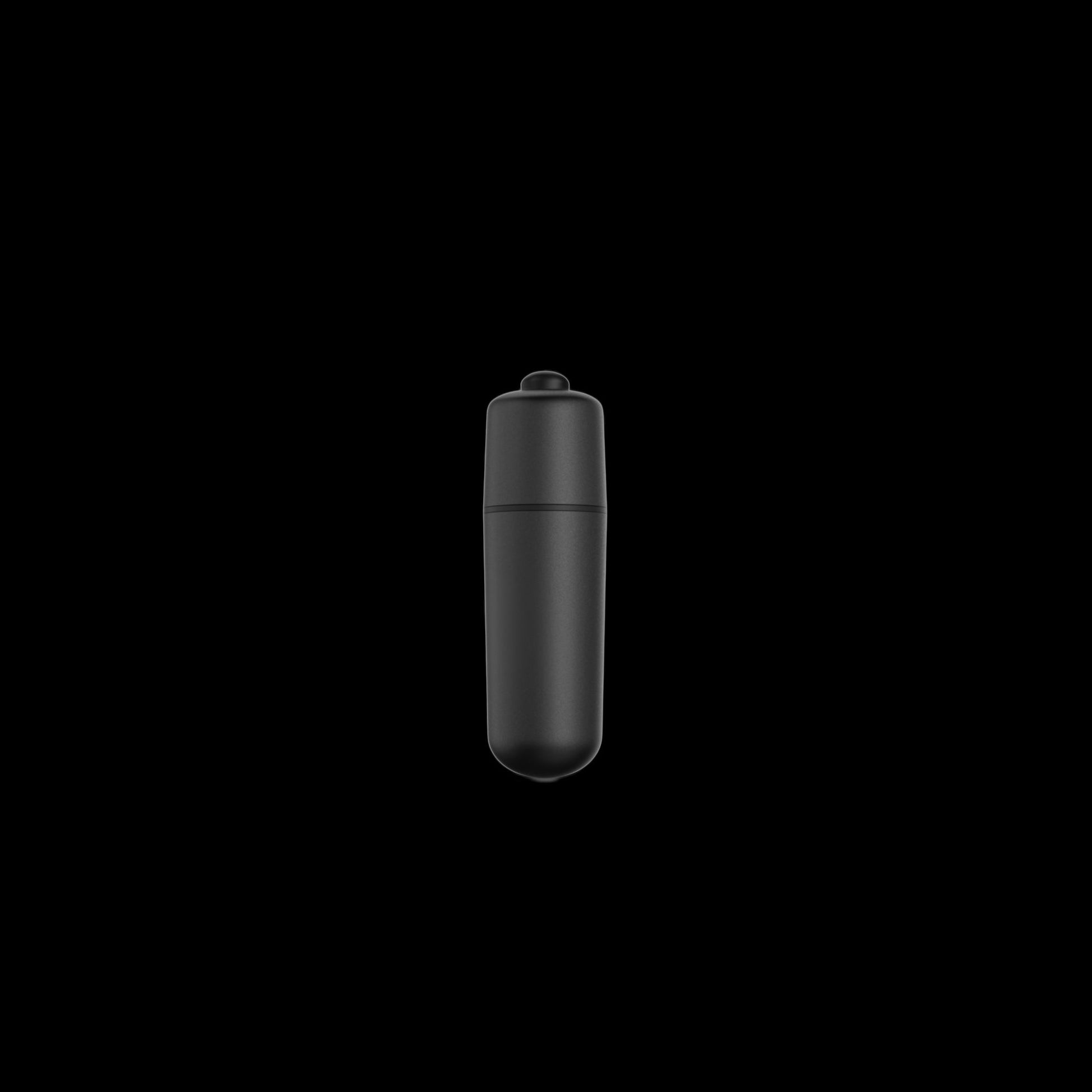 A black bullet vibrator with a rounded top and a seam around the middle.