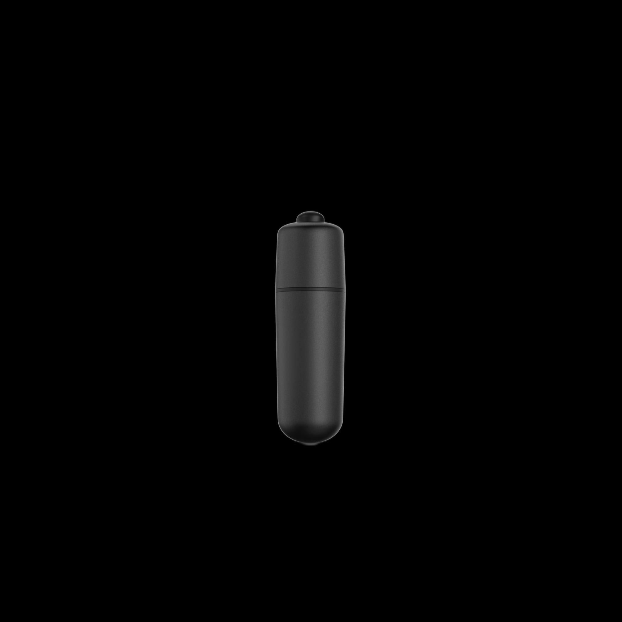A black bullet vibrator with a rounded top and a seam around the middle.