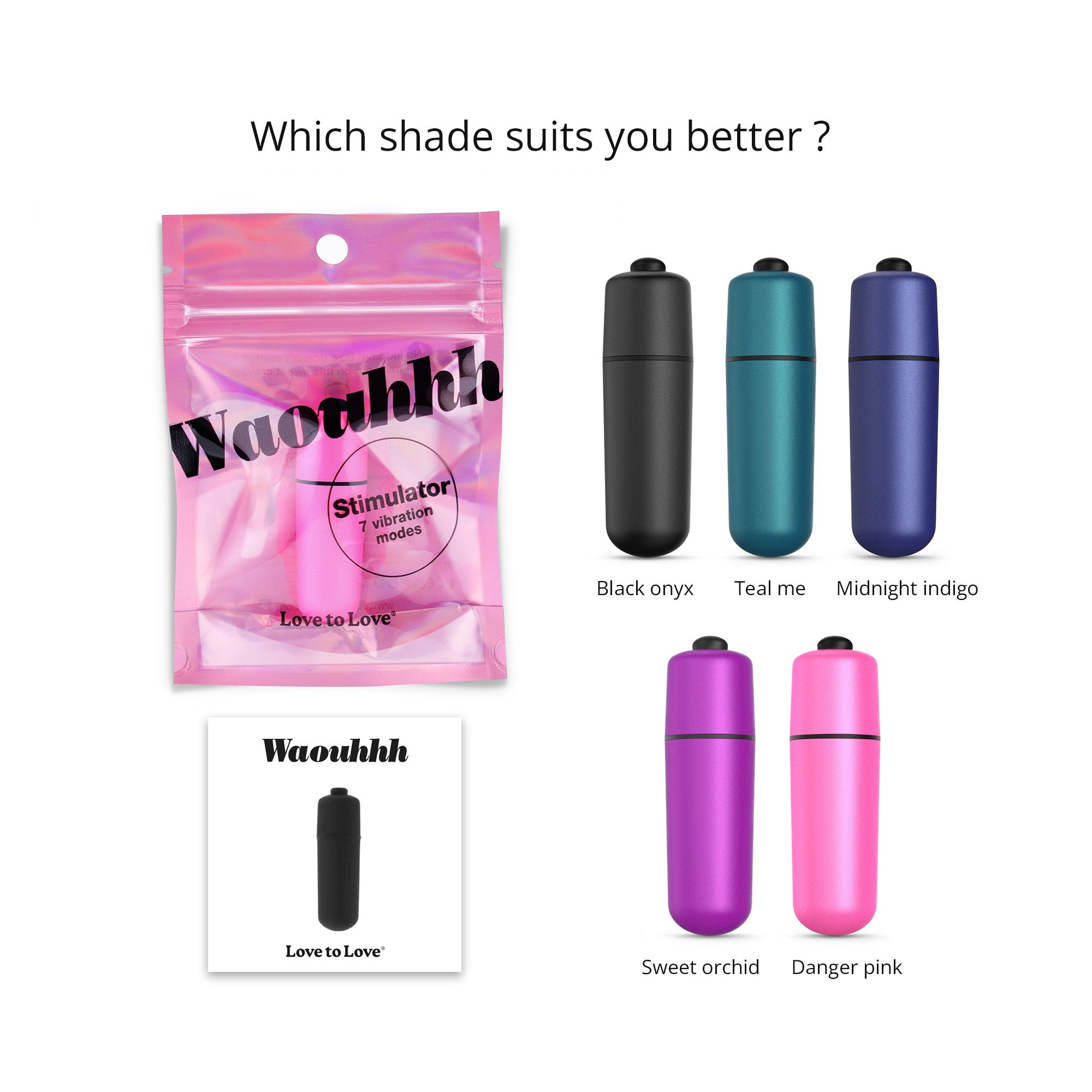 Waouhhh waterproof bullet vibrator in multiple colors.