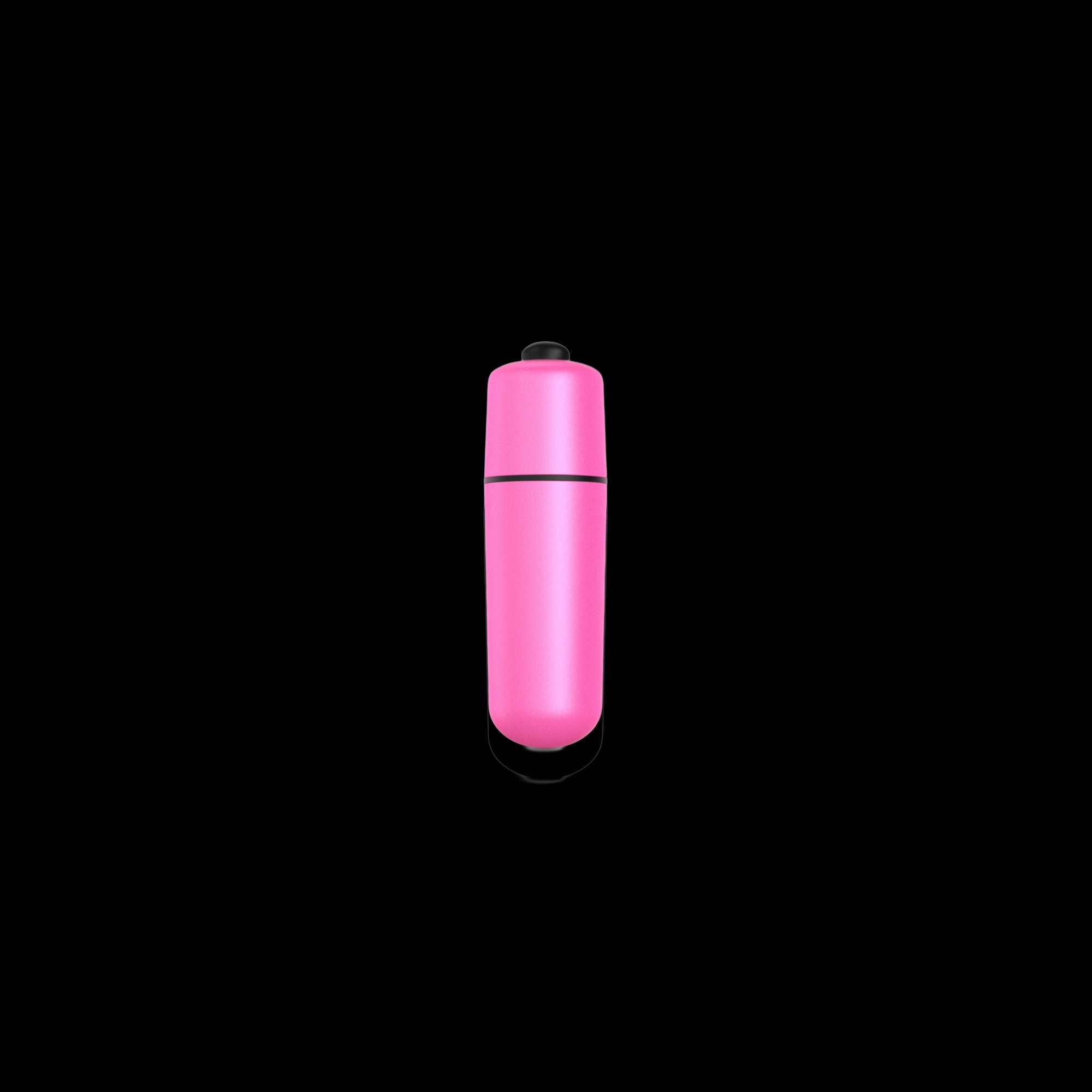 Pink bullet vibrator with a black top and a black band.