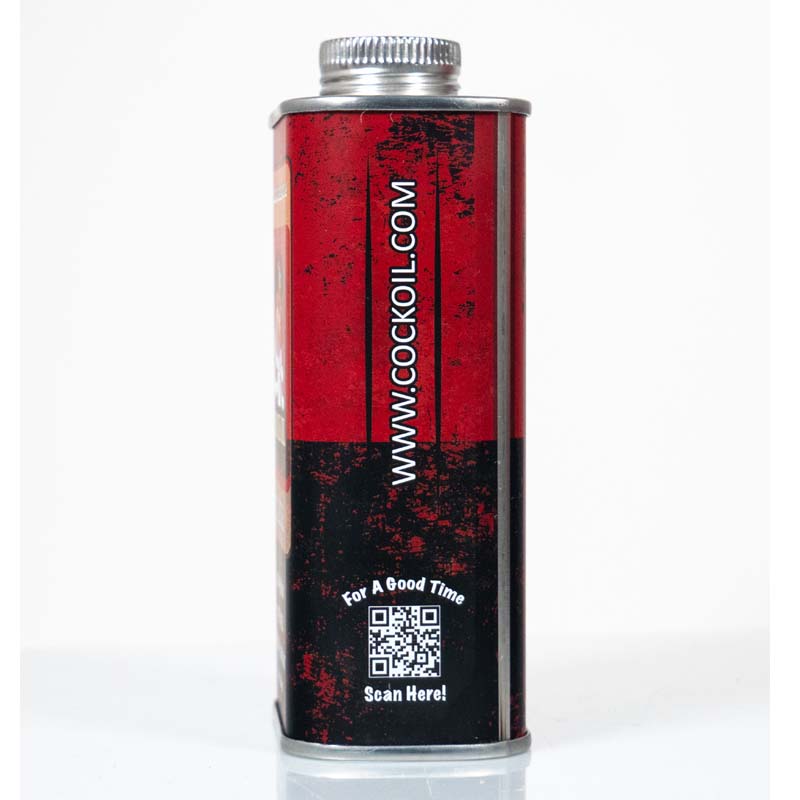 A 9 oz metal can of water-based lubricant with a red and black distressed label.