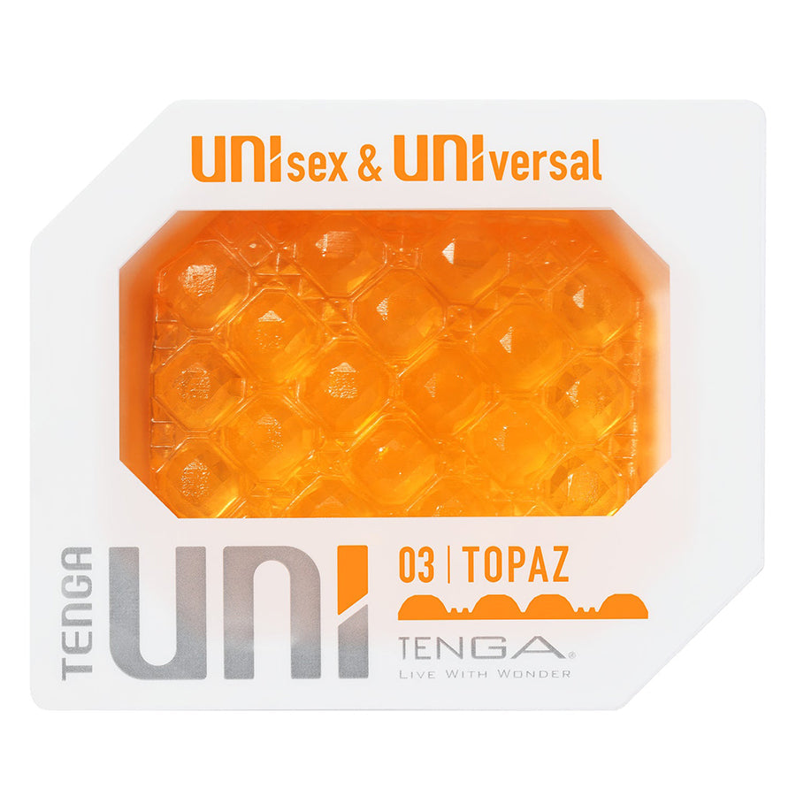 Tenga Topaz Unisex Reversible Stretchable Sleeve with a textured orange insert.