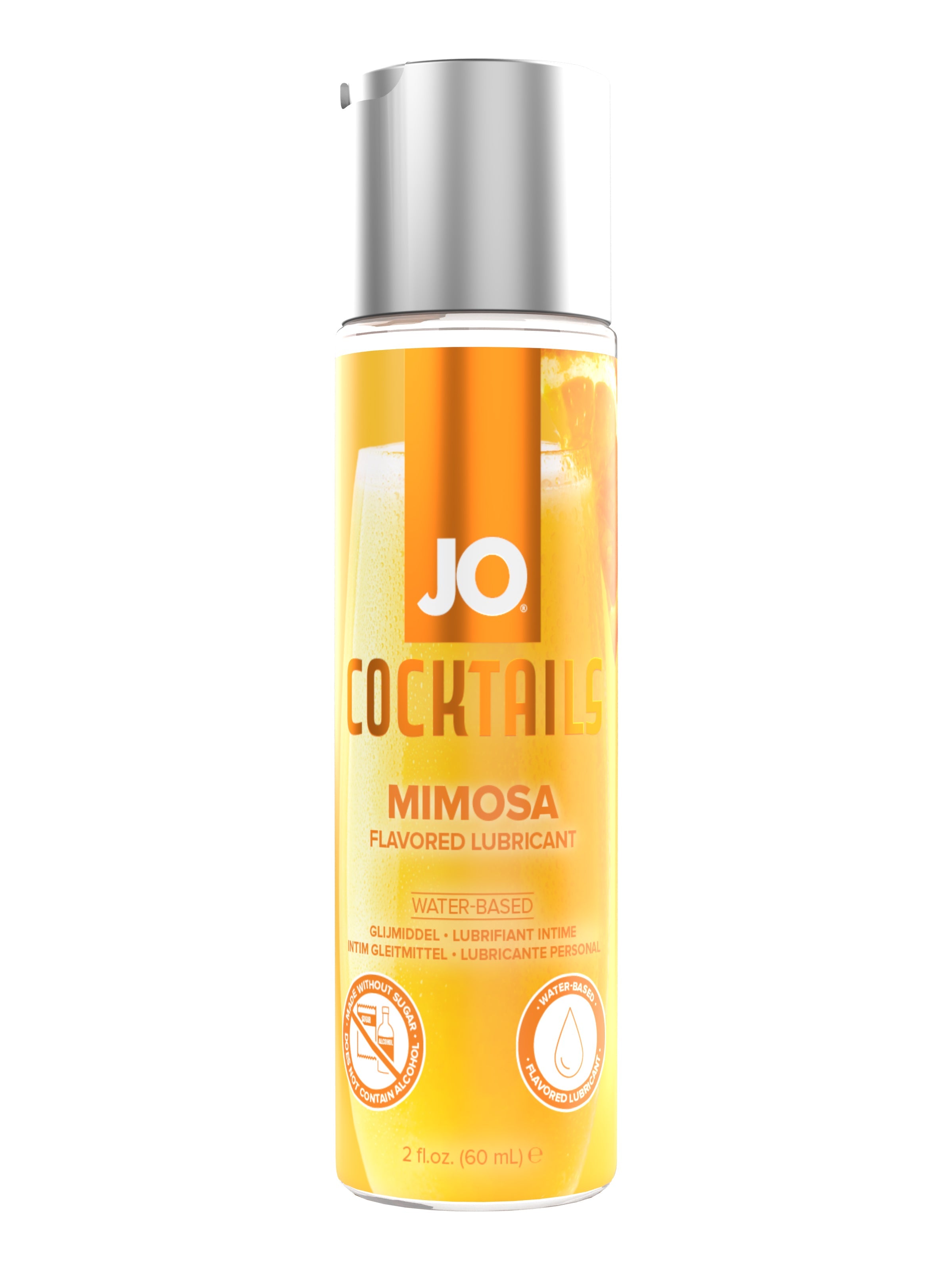JO Mimosa Flavored Lubricant, water-based, 2oz bottle.