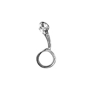 Stainless steel anal passion plug with a tapered head and ring pull.