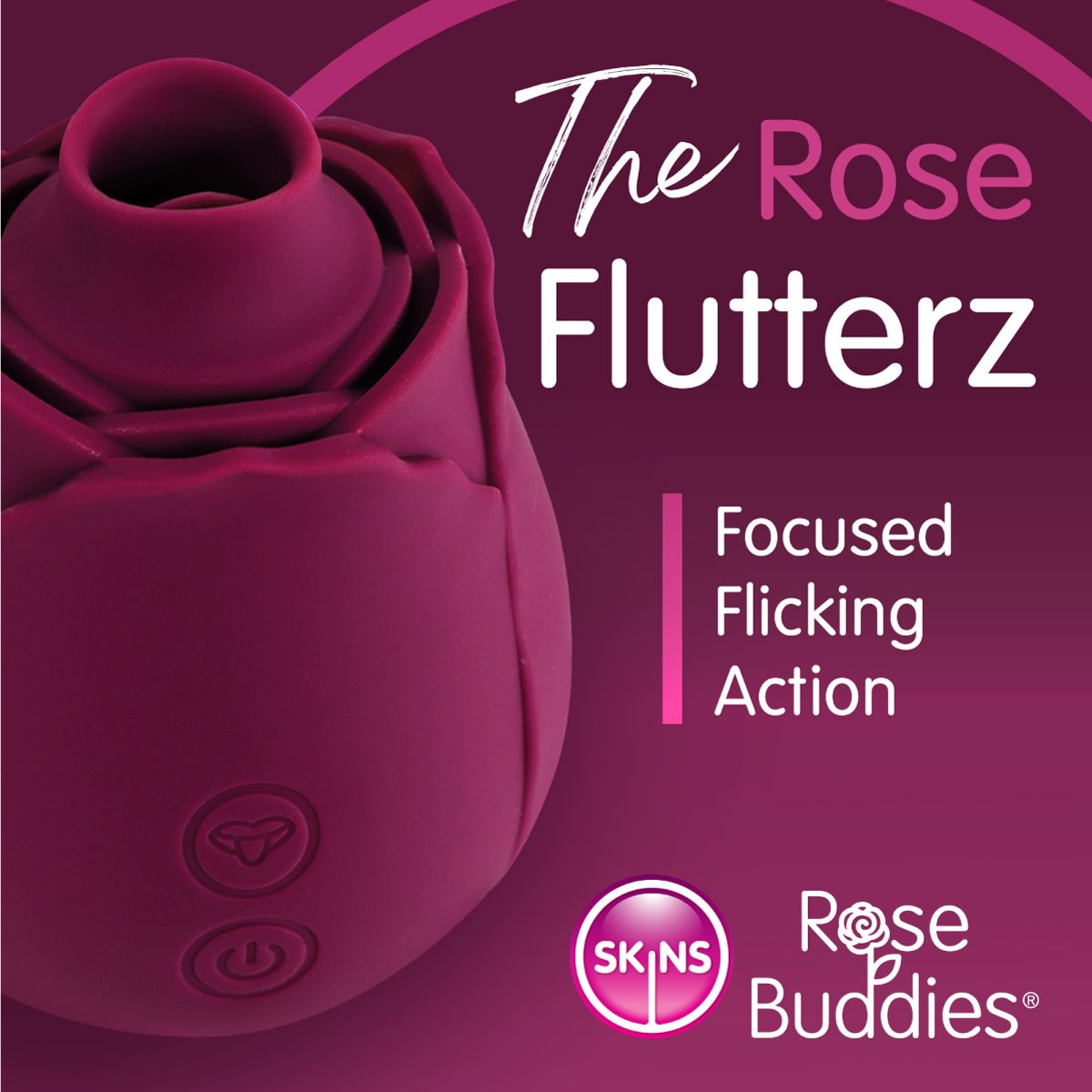 A rose-shaped clitoral vibrator with focused flicking action.