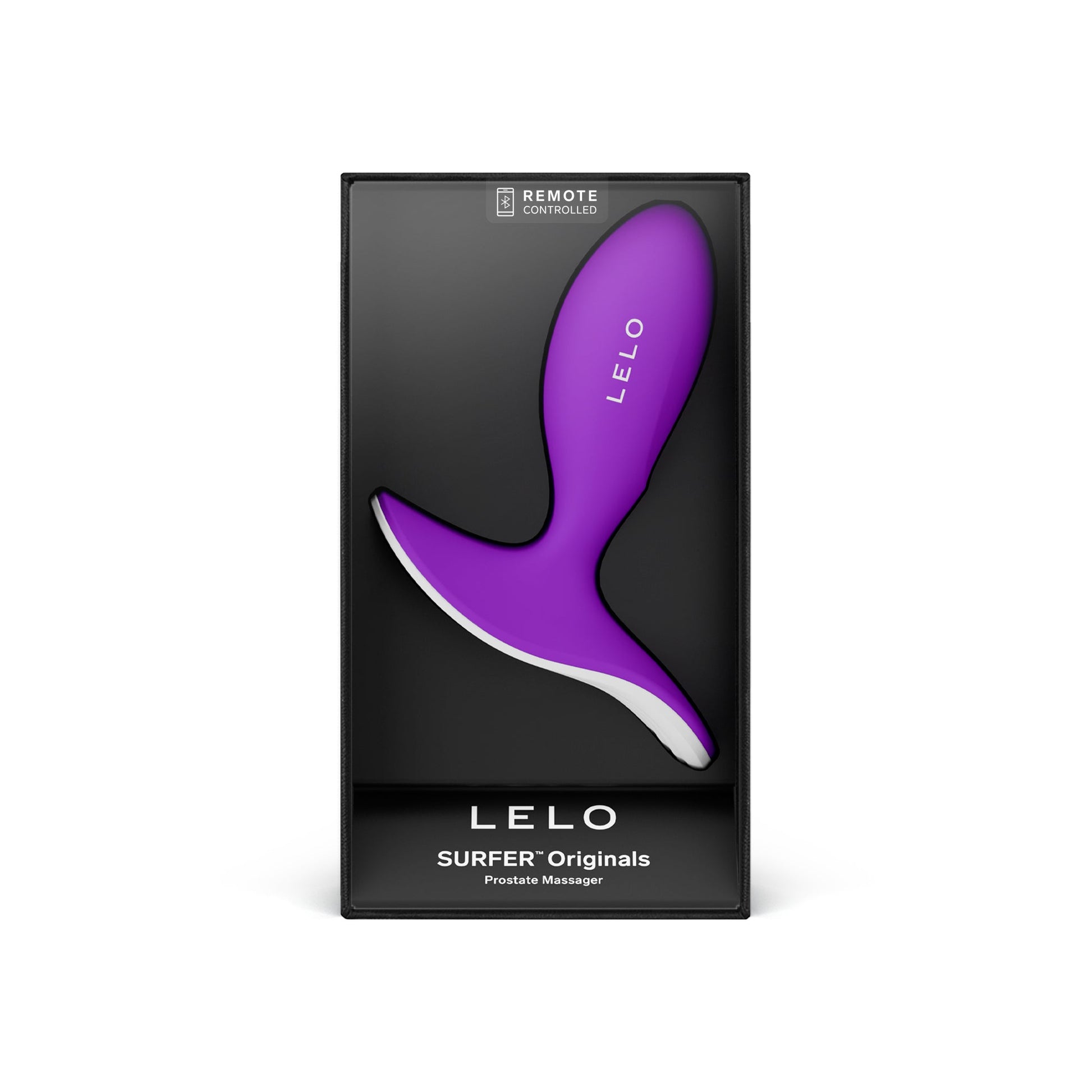 LELO SURFER Originals purple prostate massager in its box.
