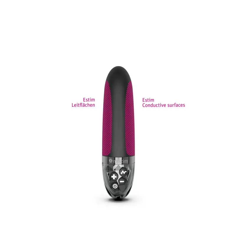 E-Stim vibrator with conductive surfaces and pelvic floor training.