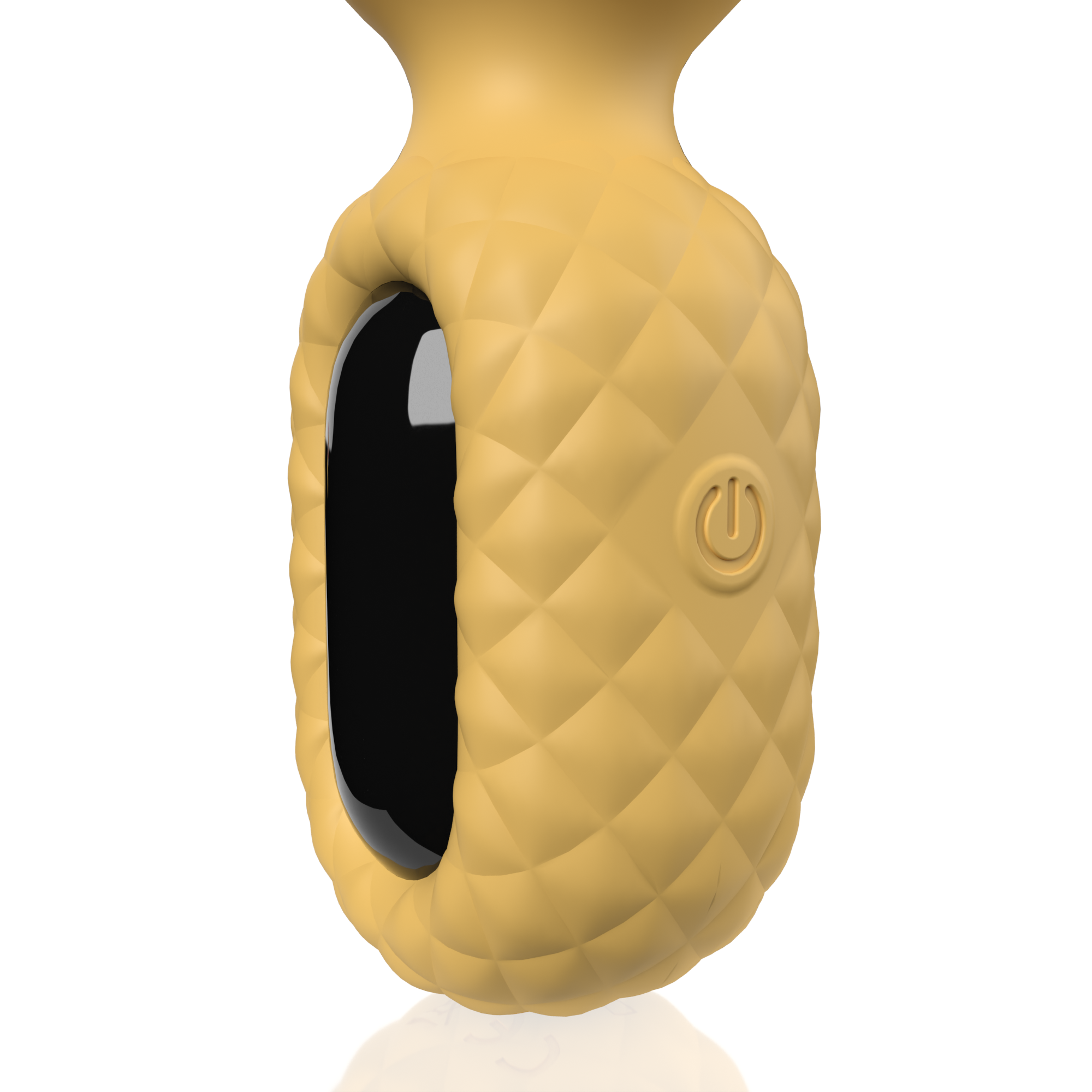 A yellow pineapple-shaped vibrator with a power button.